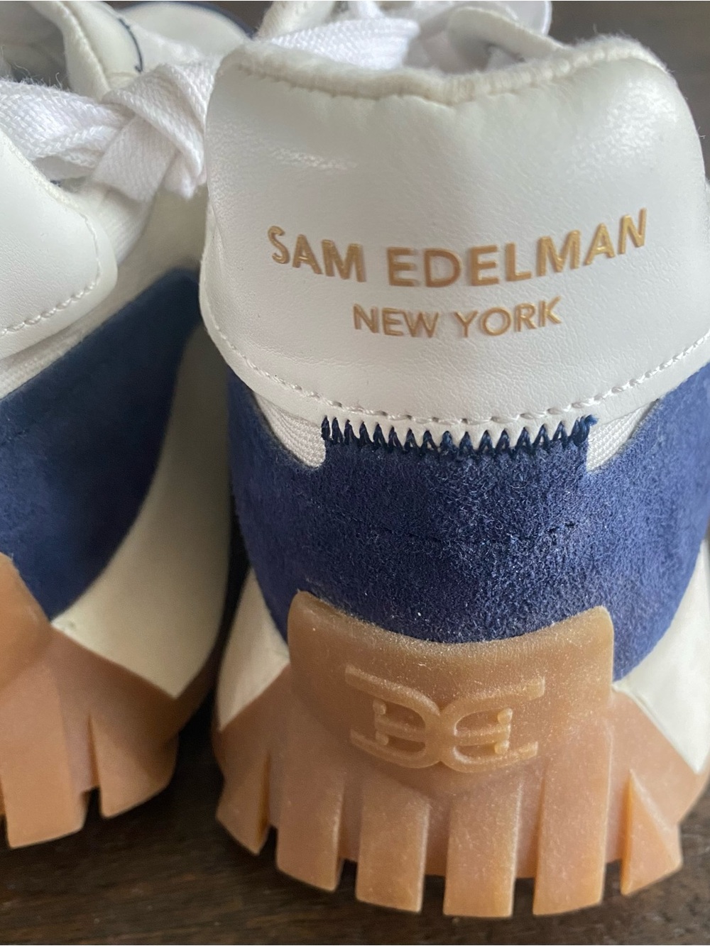 New! Sam Edelman Women’s White and Blue Canvas Sneakers Size 9.5 - Picture 5 of 13